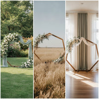 Octagonal Arch with Base Freestanding Wooden Wedding Arch Frame Geometric Wooden Archway for Event Planners, Florists, Outdoor Events
