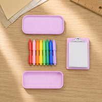 Blank Sheet 1/12 Scale Stationery Set Plastic Dollhouse Clipboard Set Molded Miniature Writing Tools Multi-Color for Scene Decoration