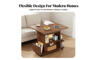 Foldable Tabletop Rolling End Table Movable with Wheels Convertible Storage Table Multi-Functional Household Furniture Space-Saving Design for Apartment Dwellers, Homeowners, Students, Living Room, Bedroom, Home Office