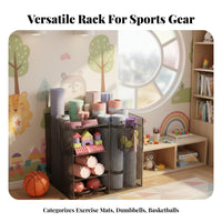 Exercise Mat Storage Rack With Wheels Rolling Fitness Equipment Organizer Versatile Home Gym Storage Cart for Garage