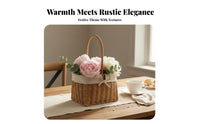 Handwoven Woven Flower Basket with Handle Natural Materials Rattan Design Flower Arrangement Basket Elegant Charm for Florists, Mother's Day