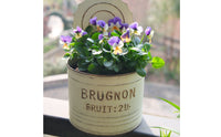 Embossed Lettering Round Backplate Planter Ribbed Rustic Wall Planter