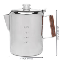 Coffee Pot with Wood-Look Handle Portable Stainless Steel Coffee Pot No Electricity for Camping