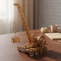 High Difficulty Wooden Crane Model Kit Mechanical Action Ancient Crane 3D Assembly Kit Stress Relief Toy Historical Machine Assembly Kit Educational Gift for Adults
