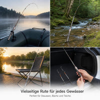 Carbon Fiber Raft Fishing Rod for Shore Casting and Trolling, 1.3m-2.1m, Soft Tail Design