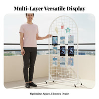 Metal Grid Display Rack Versatile Floor Standing Grid Panel Multifunctional Mesh Panel Display Stand for Teachers, Balcony, Classroom, Art Shows