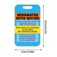 Pool Rule Sign Portable Designated Water Watcher Badge Illustrated Pictures
