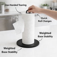 Dining Table Paper Towel Roll Holder for Kitchen and Room, Iron Dispensing with Rust-Resistant Spray Painted Finish