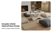 Irregular Shape Sculptural Coffee Table Artistic Design Coffee Table with Storage Modern Aesthetic Living Room Furniture High-Temperature Resistant for Art Lovers, Apartment Dwellers, Homeowners, Lounge Area, Home Office, Bedroom