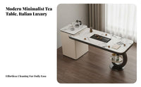 Easy to Clean Italian Design Tea Table and Chair Set Heat Resistant Modern Sintered Stone Tea Table Long-Lasting Structure Home Furniture Ergonomic Design for Homeowners, Families, Adults, Study Room, Reception Area, Apartment, Spacious-Plan Living