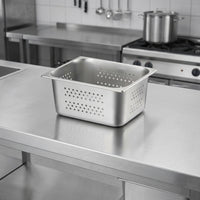 Perforated Pan with Lid, Stainless Steel Rectangular Food Pan and Buffet Pan, Full Drainage Design for Commercial Kitchen and Restaurant Supply