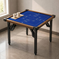 Metal Frame Guandan Table Adjustable Foot Pads Green Felt Table Reinforced No Assembly Required