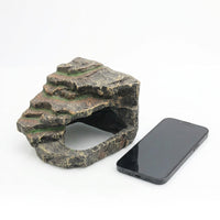 Realistic Rock Aquarium Cave and Turtle Basking Perch, Resin Hollow Hideout House for Turtles, Textured Climbing Surface and Hiding Cave