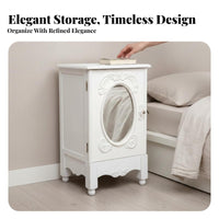 French Vintage design Carved Bedside Cabinet Ornate Floral Carvings Carved Single-Drawer End Table Distressed Finish Nightstand Elegant Design for Guesthouse Owners, Homeowners, Adults, Guest Room, Hallway