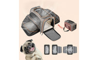 Breathable Pet Carrier with Expandable Mesh Collapsible Foldable Pet Carrier Portable Transport Tote Lightweight for Cats, Small Dogs
