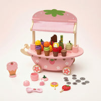 Wooden Toy Ice Cream Cart Pastel Ice Cream Cart Toy Imaginative Interactive for Children, Toddlers, Children, Playroom