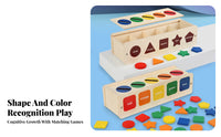 Geometric Shapes Educational Shape Sorting Box Natural Finish Wooden Shape Sorter Tabletop Color Sorting Toy Educational for Children