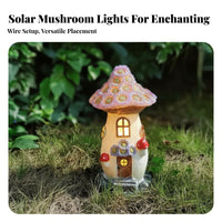 Solar Mushroom Lantern Automatic On/Off Solar Mushroom House Resin Fairy Outdoor Light for Patio, Balcony, Pathway