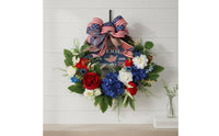 Festive American Flag Wreath Easy to Hang Independence Day Wreath Floral Accents Seasonal Decor Ribbon Bow for Entryway, Porch