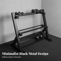 Space-Saving Design Dumbbell Rack Stand Heavy-Duty Construction Dumbbell Kettlebell Plate Rack Floor-Safeguarding Feet Multifunctional Weight Storage Stand Adjustable Tiers for Home Gym