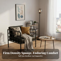 2-Seater Metal Frame Couch Light Luxury Design Two-Seater Metal Frame Settee Vintage aesthetic Small Sofa for partners, Homeowners, Boutique, Office Lounge