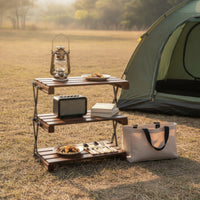 3 layer Camping Shelf Lightweight Desk Organizer Storage Rack Quick Setup Furniture for , Patio