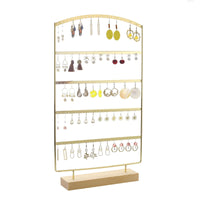 4-Tier Earring Display Stand Minimalist Earring Holder Organized Jewelry Display Rack with Wood Base Space-Saving for Boutiques, Dresser
