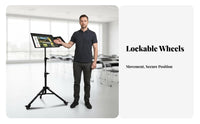 Adjustable Display Tripod Stand Multi-Functional Adjustable Tripod Stand Foldable Tray Mobile Presentation Stand for Conference Room