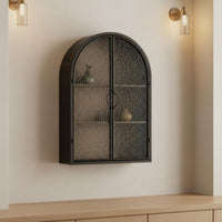 Multifunctional Water Wave Glass Cabinet Adjustable Shelves Industrial Sideboard Cabinet Storage Furniture for Small Apartment Dwellers, Restaurant Owners, Living Room, Home Bar, Entryway