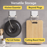 Adhesive Wall Hook Folding for Cable Organizer, Multifunctional for Student Dorm, Power Plug Holder Storage Rack, 2 Pack