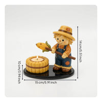 Tealight Holder Glossy Candle Holder with Figurine Small for Mantel, Shelves