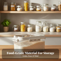 Moisture-Proof Rice Storage Container Transparent Body Airtight Dry Food Container Pouring Spout for Countertop