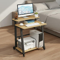 Modern Minimalist Design Rolling Bedside Desk Space Saving Mobile Computer Desk Multi-Functional Mobile Computer Cart Stable Structure for Students, Bedroom, Dorm Room
