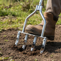 Step-on Lawn Aerator Adjustable Lawn Aerator with Hollow Tines 4-Spike Soil Loosening Tool Wide for Gardeners