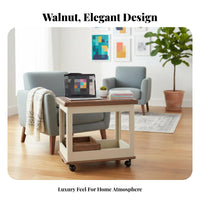 Foldable Top fold-downfoldable Tea Trolley Movable with Lockable casters Side Table Multi-Functional Serving Cart 2-Tier Design for Apartment Dwellers, Homeowners, Adults, Living Room, Small Spaces, Balcony, Kitchen