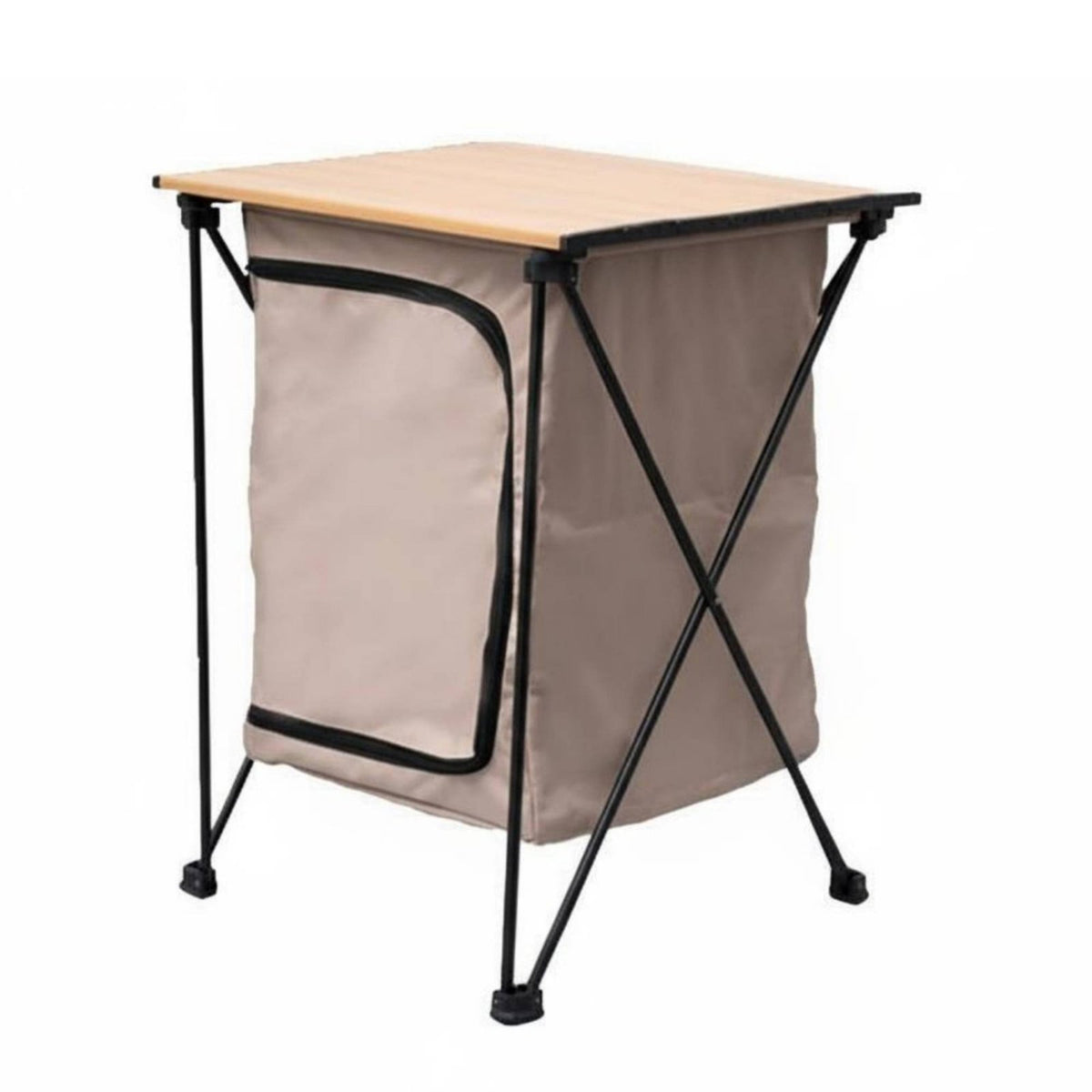 Foldable Camping Cabinet 600D Oxford Material Folding Camping Storage Cabinet Side Pockets Foldable Camp Table with Storage for Picnic, Beach