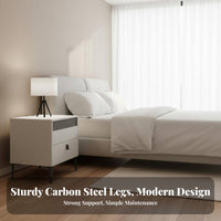 Modern Design Bedside Nightstand with Drawers Space-Saving Nightstand with Drawer and Shelf Rounded Corners Bedroom Furniture genuine wood Legs for Apartment Dwellers, Homeowners, Students, Office