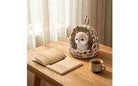 Soft Soft Cat with Bed Cute Stuffed Cat in Nest Embroidered Toy Warm for Collectors