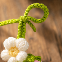 Handmade Knitted Strawberry Flower Car Charm Bag Curtain Tie-back Decor
