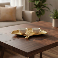 Golden Ginkgo Leaf Tray Decorative Iron Tray with Gold Finish Stylish Jewelry Dish Lightweight for Bathroom Counter