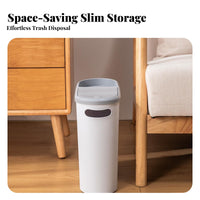 Push Button Trash Can Space Saving Slim Trash Can Narrow Space Wastebasket Easy Cleaning Narrow Garbage Bin 10L Capacity