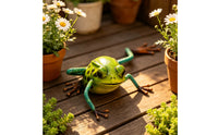 Turquoise-Green Legs Metal Frog Figurine Glossy Metal Desktop Figurine Reflective Surface Display Piece Long-Lasting for Garden