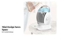 Mini Water Cooling Fan Cools & Humidifies Mini Air Chiller Fan Compact Design USB Electric Air Chiller for Students, Office Workers, Dorm Room