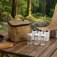 Portable Spice Box, Camping, Outdoor Seasoning Container, 9-Piece Set, Canvas, Waterproof, Oil-Proof
