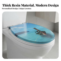 Stainless Steel Hinges Resin Toilet Seat European Design Slow Close Toilet Seat Long-Lasting Material Easy to Clean for Homeowners, Families, DIY Enthusiasts, Restroom, Hotel, Home, Apartment