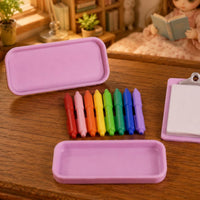 Blank Sheet 1/12 Scale Stationery Set Plastic Dollhouse Clipboard Set Molded Miniature Writing Tools Multi-Color for Scene Decoration
