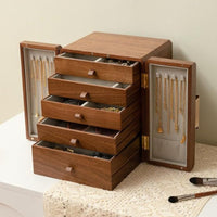 Wooden Jewelry Box Large Capacity Multi-Layer Jewelry Cabinet Dust-Resistant Household Storage for Bedroom