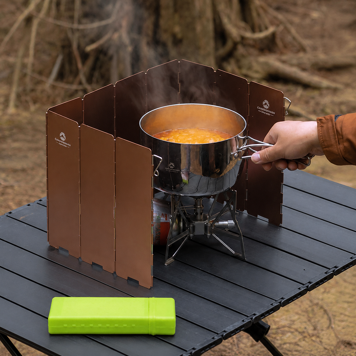 Foldable Wind Screen for Outdoor Cooking, 10 Panels, Aluminum Alloy, Lightweight, Windproof & Stable, with Carrying Bag