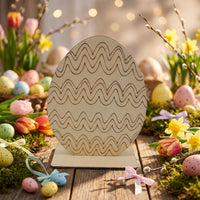 Unfinished Easter Wood Shapes Pre-Drilled Hole Wooden Bunny and Egg Cutouts Smooth Surface Unfinished Easter Wood Cutouts for Crafters, Families DIY