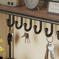 Narrow Hallway Shelf Shoe Rack, Key Rack Wardrobe for Entrance Area, Modern Minimalist Sideboard with Wooden Shelf, Metal Frame
